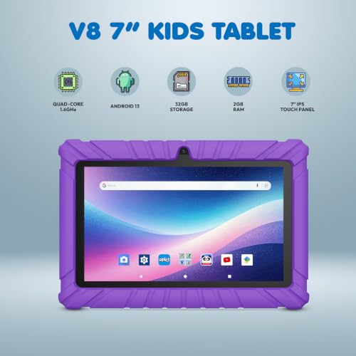Image of Contixo 7 inch Kids Tablet Bundle, Tablet with Headphones & Sleeve Bag - Purple