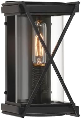 The Great Outdoors 77601-899 Rockhill 11" Tall Outdoor Wall Sconce - Dark Matte Black with Clear Glass