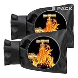 Outdoor Faucet Covers for Winter Freeze Protection - 2 Pack, Thickened Insulated Pipe Covers for Outside, Yard Maintenance Must Haves Reusable Waterproof Spigot Covers, 7.7" H x 5.9" W, Black