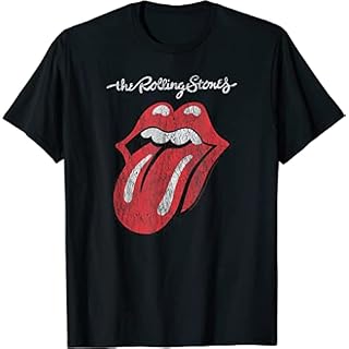 ENYAH The Rolling Stones T-Shirt Script Tongue Coton Unisexe T-Shirt Neuf Noir, 4XL - Les Beatles, Paul McCartney, John Lennon, RIngo Starr, George Harrison
