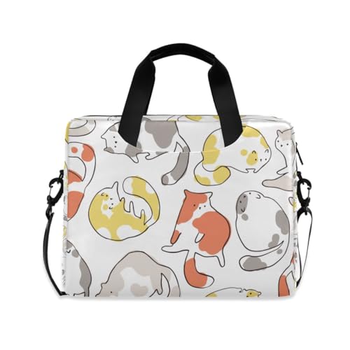 MiaoLD パソコンケース PCケース 猫 ねこ カラフル おもしろ 可愛い ノートPCインナーケース 15.6インチ A4対応 耐衝撃 超強保護 ノートパソコンバッグ ビジネスバッグ レディース メンズ 通勤 通学 出張 手揚げ ショルダー付き 男女兼