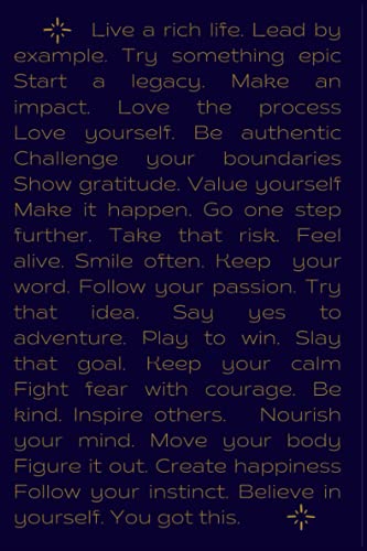 Notebook with Index and Numbered Pages: 120 Page Lined Journal with table of contents | Navy Blue & Gold with Inspirational Quote on cover 6x9