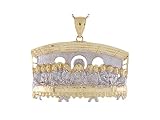 10k Two-Tone Gold Breathtaking Religious Last Supper Diamond Cut Pendant