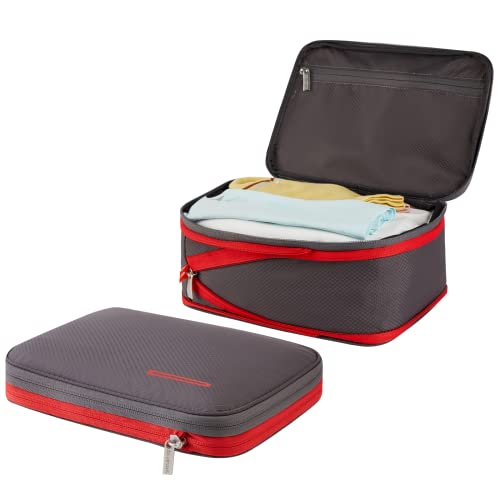 BeeNesting圧縮旅行収納バック 防水携帯便利ミニ下着水着バック 4L 2点セット(グレー·レッド4Lx2)