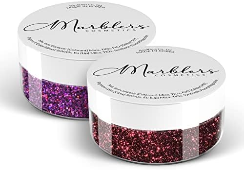 MARBLERS Cosmetic Grade Glittery Mica Powder [Black Magic] 0.14oz (4g) | Glica | Non-Toxic | Vegan | Cruelty-Free | Eyeshadow, Nail Polish, Nail Art | Festival, Rave & Party Makeup | Body & Face