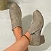 Ankle Booties for Women Casual Dress Chunky Low Heeled Boots Pointed Toe Slip On Western Boots Short Booties Fashion Comfortable Outdoor Walking Shoes Khaki