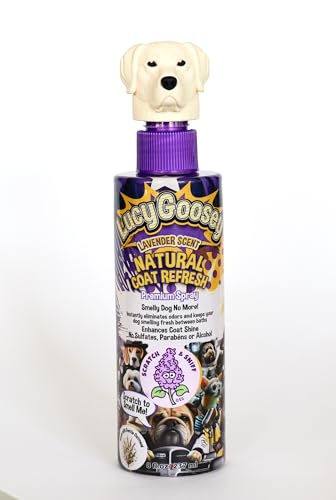 Lucy Goosey Dog Leave-in Conditioner and Detangler Spray – Calming Odor Control & Fur Detangler – Moisturizing, Alcohol-Free & Perfect for Sensitive Skin – Lavender Scent – 8oz