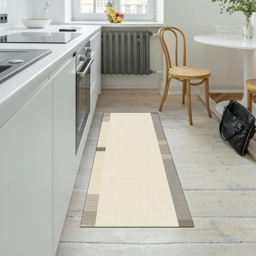 Alfombra de pasillo beige moderna de 90x150 cm lavable para hogar 5