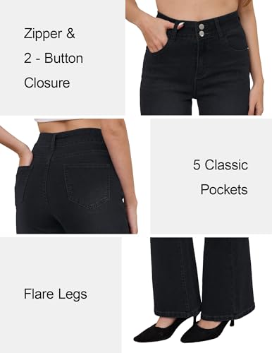 FABRACK Women's Flare Jeans Mid-Rise Stretchy Bootcut Bell Bottom Jeans Curvy Denim Pants2
