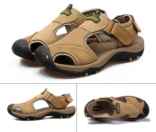 Men's Leather Sandals Closed-toe Sports Sandals soft insoles for Summer Shoes Lightweight and comfortable2