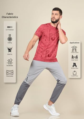 Image of TECHNOSPORT Mens Woven Regular Fit Activewear Joggers for Running, Gym, Sports and Regular Use Stretchable, Colorblock and Antimicrobial
