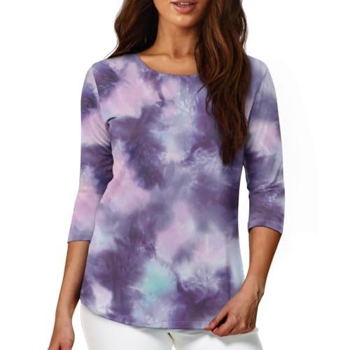 TODIYADDU 3/4 Sleeve Tops for Women Plus Size Tunic Tank Tops Long Sleeve Boat Neck T-Shirts Casual Fall Clothes