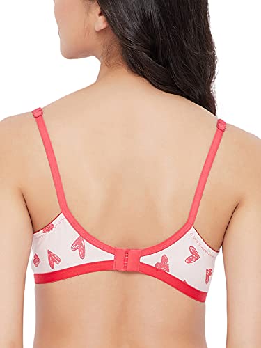 Image of Clovia Women's Cotton Non-Padded Non-Wired Heart Print Full Figure Bra (BR0185T04 Pink 36D)