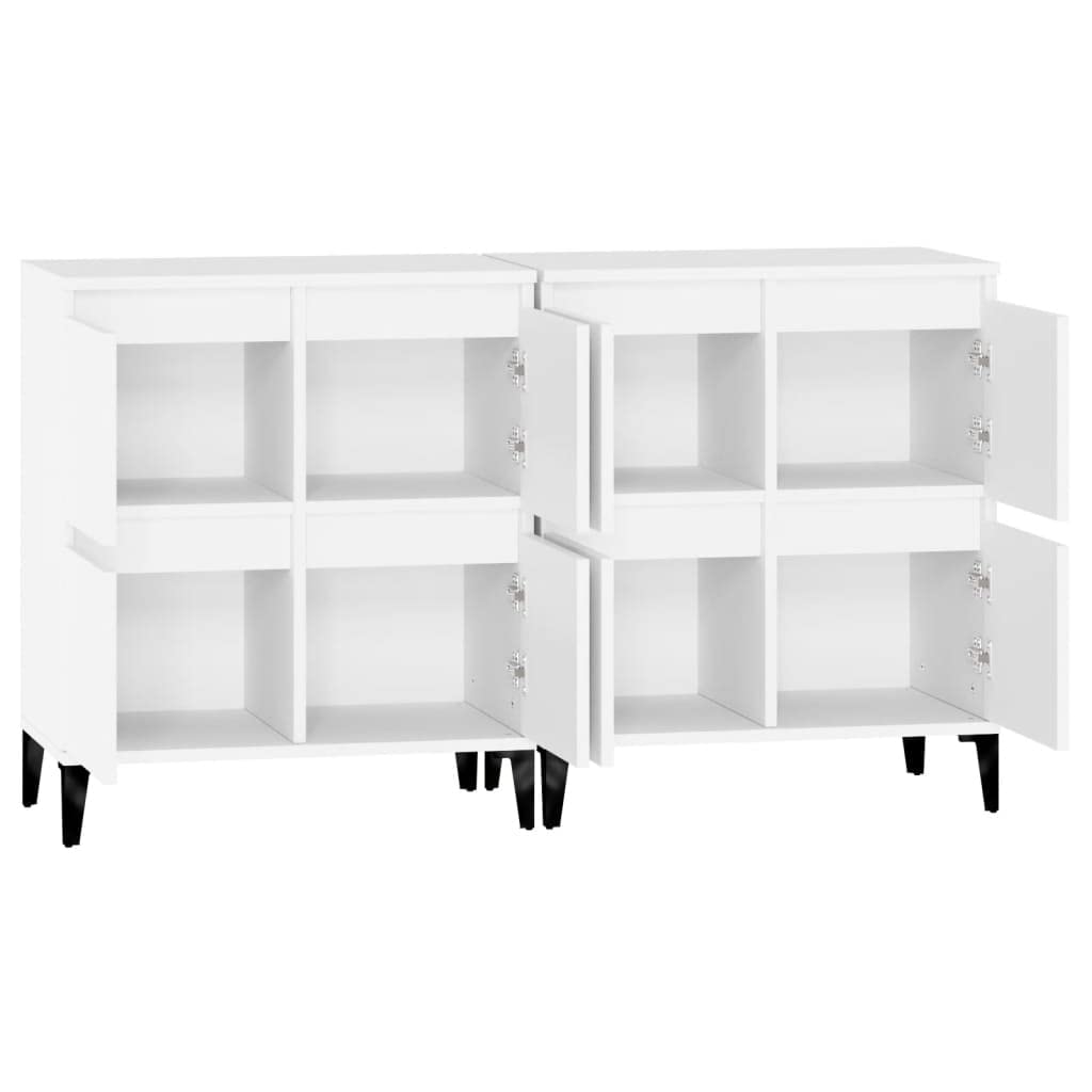 Fengshui Kredens zestaw 2 szt. biały 60 x 35 x 70 cm materiał drewnopochodny | 4 przegródki, dużo miejsca do przechowywania, łatwa w pielęgnacji, z uchwytem ściennym