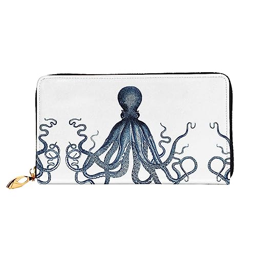 Portefeuille octopus en cuir PEIXEN noir avec porte-cartes et fermeture éclair pour portable