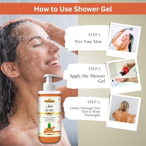 Image of Khadi Mix Fruit Body Wash Gel 300 ml | Brightening & Hydrating | Gentle Exfoliation, Antioxidant Rich Formula | Fruity Aroma | Body Wash Shower Gel For Women & Men | All Skin Types