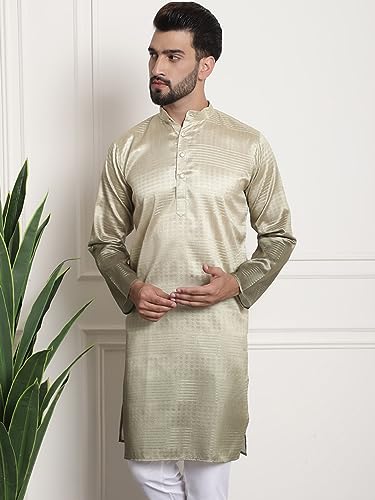 Image of SOJANYA (Since 1958 Men's Jacquard Silk Woven Design Long Kurta
