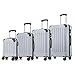 yonsly Koffer Suitcase Set, Trolley Reisekoffer, Rollkoffer Handgepäck, Kofferset, Gepäckset mit 4 Rollen 360°, Hartschalenreisekoffer, Zahlenschloss, Weicher Gummigriff (4er Set, S,M,L&XL, Silber)