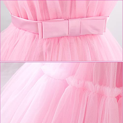 Acecharming Toddler Girl Dress Sleeveless Mesh Bow Ruffle Puffy Tulle Tutu Dress for Girls Party Wedding Pageant Gown (1-12Y)3
