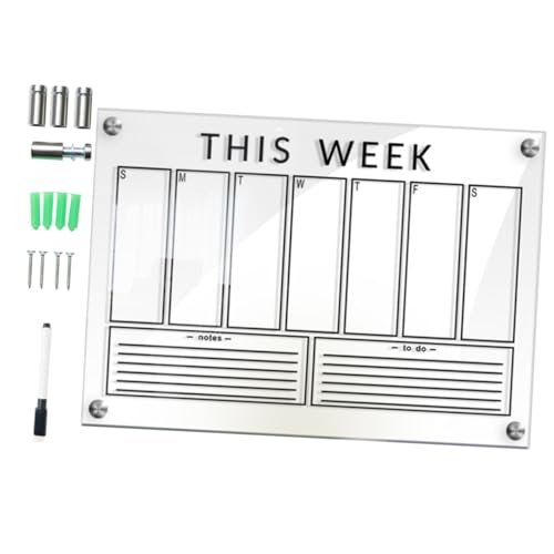 NUOBESTY 1set Wall-Mounted Acrylic Message Board Transparent Memo Board for Home Office and School Erasable Planning for and Quick Updates Hanging Design