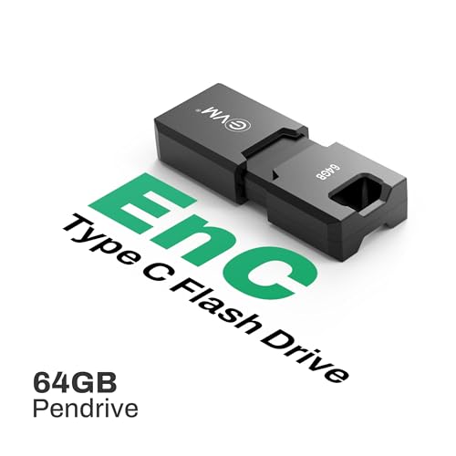 Image of EVM EnC 64GB Type-C USB 3.2 Gen 1 Flash Drive | Impressive 120MB /s Read| Sleek Compact Modern Design | Integrated Convenient Key Loop | Versatile Portable Storage | 10 Years Warranty (ENC /64GB)