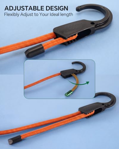 Image of Lucky Straps 24 inch Adjustable Bungee Cords with Hooks, Orange, 9 Pack