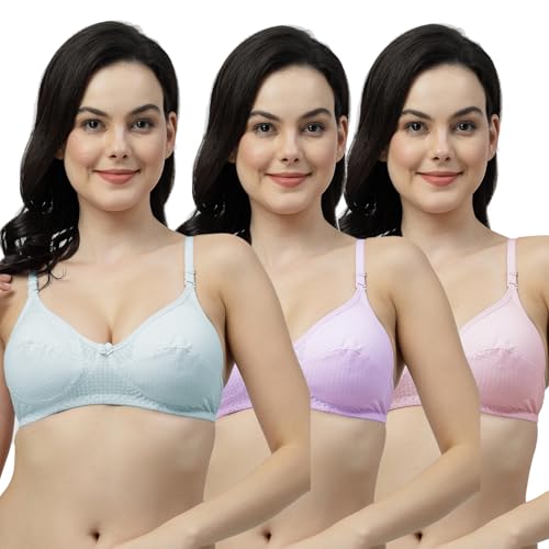 Image of Blue, Lemon, Green Wirefree Non Padded Polka Print Bra