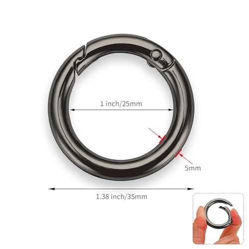 Image of Gkeygo Key Ring Clip, 1 Inch Keychain Rings, 8 Pack Round Carabiner Clip for Keys, Buckle, Bags, Purses - Key Chain Hooks Replacement Keychains Lanyard DIY Crafts - Black, Bronze