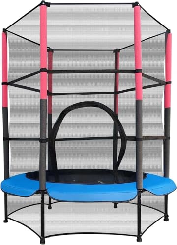 Mini cama elástica de 55 pulgadas para niños con red de seguridad, 4 pies para uso en interiores y exteriores, diseño sin costuras, perfecto para actividades juveniles, ejercicio divertido y juego