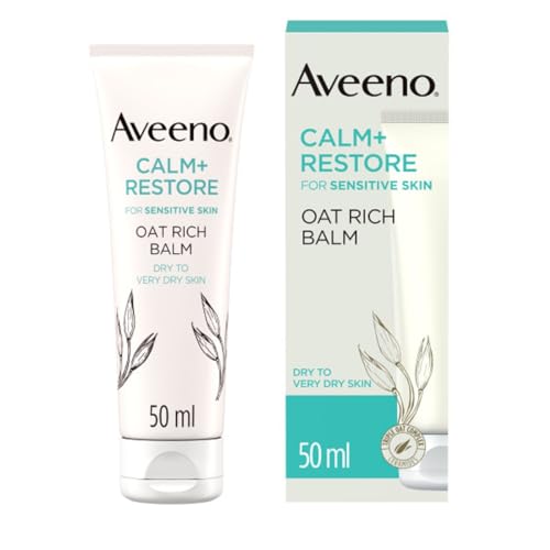 Aveeno Face Calm+Restore Rich Oat Moisturising Balm (1x 50ml), 24-Hour Hydration Face Moisturiser with Triple Oat Complex, (packaging may vary)