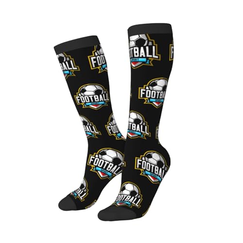 Football Sport Calf-Length Color-Blocked Knee-High Socks With 3D Printed Design, Unisex2
