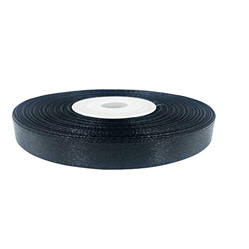 Image of Solid Color Double Faced Black Satin Ribbon 3 /8 inch X 25 Yards, Ribbons Perfect for Crafts, Wedding Decor, Bow Making, Sewing, Gift Package Wrapping and More