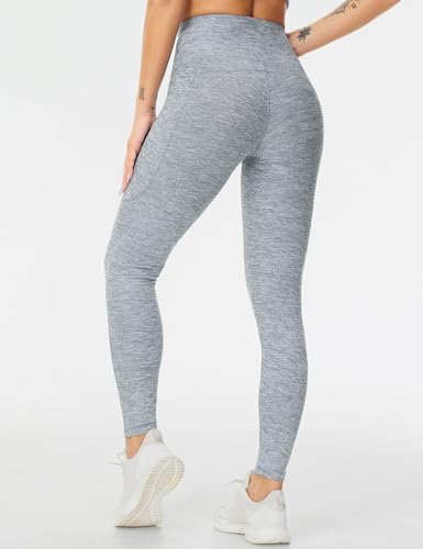 Image of THE GYM PEOPLE Thick High Waist Yoga Pants with Pockets, Tummy Control Workout Running Yoga Leggings for Women