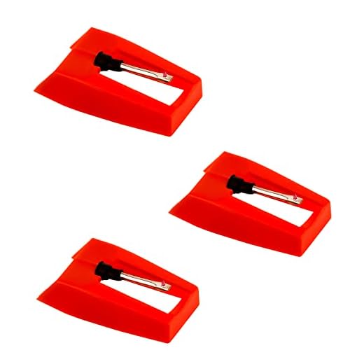 3 Piezas Aguja de Repuesto, Aguja Tocadiscos Duradera Aguja Agujas Tocadiscos para Reproductor de Discos de Vinilo (Rojo)