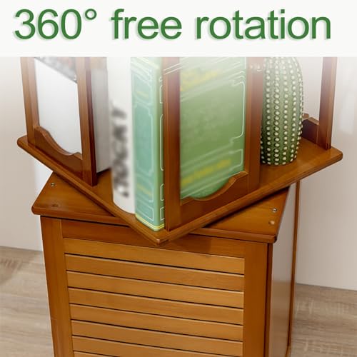 Estantería giratoria de 360° para dormitorio, librería vertical de bambú 4