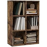 HOMCOM Librería de 3 Niveles, Estantería para Libros con 6 Cubos de Almacenaje, para Sala de Estar, Dormitorio, Estudio, Oficina, 65,5x30x97,5 cm, Marrón Rústico
