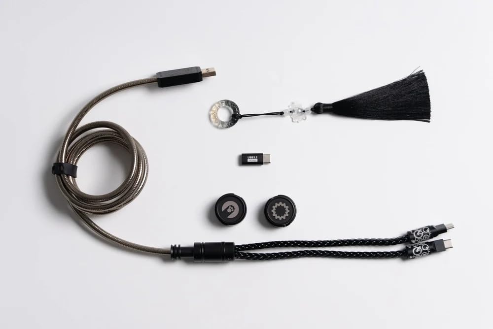 Angry miao Split Dual 8K Gaming-Kabel, AM-Edition, 1,6 m, High-Speed-Dual-Verbindung, niedrige Latenz, kompatibel mit USB-Typ-C-Geräten, langlebiges Netz, Phantomschwarz