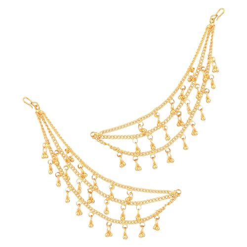 Efulgenz Indian Traditional Ear Chains Earrings for Women Bridal Jewelry for Wedding Gold Tone Layered Ear Support Chain Hair Accessory