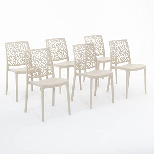 SIEDITI FUORI E DENTRO Chaises en résine avec Fibre de Verre empilables pour intérieur/Cuisine/Salle à Manger et extérieur/Jardin Anna (6 Chaises, Crème)
