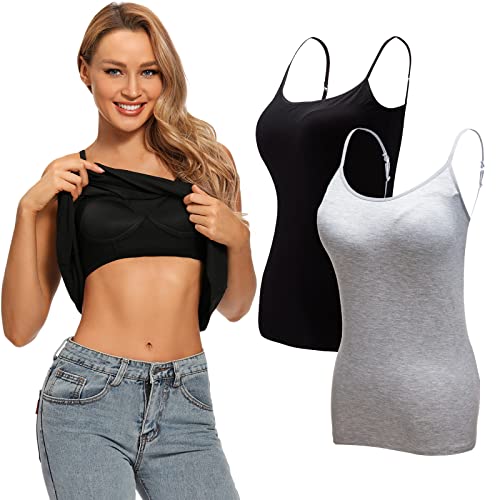 Image of Ibeauti Womens Camisoles Tops with Built in Padded Bra Basic Breathable Tank Top