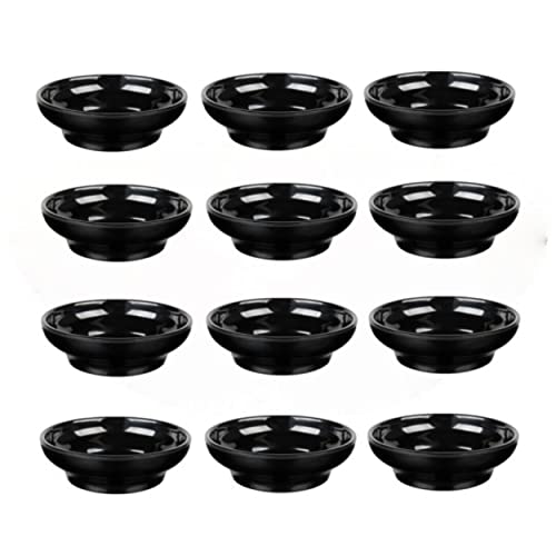 TrueCraftware- 8 oz. Salsa Dish Plastic Black Color Set of 12- Perfect for Salsa Guacamole Cheese Condiments Dipping Sauces Mexican Fiesta Serving Side Dish For Chip Dip Pinch Condiments Candy