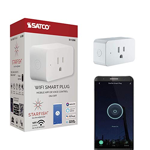 Outlets Satco S11266 Starfish On/Off WiFi Smart Plug Outlet, Works with Siri, Alexa, Google Assistant, SmartThings, White Manufacturer: Satco Starfish