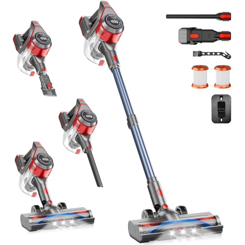 BSNAW Cordless Stick Vacuum Cleaner - Rechargeable, 35Kpa Powerful Vacuums with Detachable Battery...