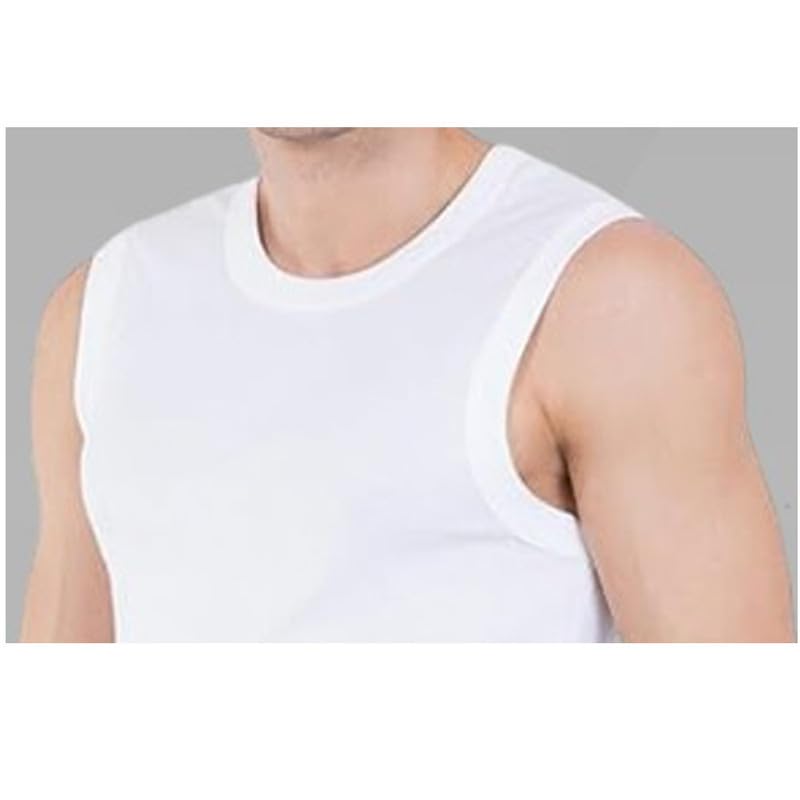 Image of GMR Men Cotton Vest Sleeveless White Pack of 3