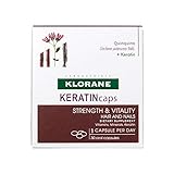 Klorane KERATINcaps Dietary Supplements with Biotin, Quinine, B Vitamins for Thicker, Stronger Hair & Nails, Caffeine-Free, 30 Day Supply