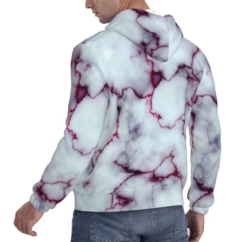Sweat à capuche pour hommes imprimé texture marbre violet casual