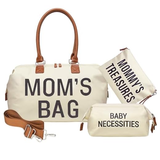 printe Diaper Bag Tote, Mom's Bag for Hospital, Large Capacity Waterproof Baby Bag for Mom Travel, Hospital Bag for Labor and Delivery with Baby Necessities Bag, Creamy White