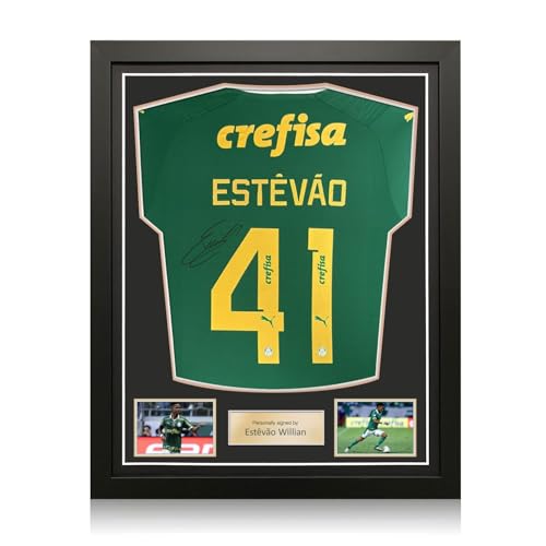 Exclusive Memorabilia Camiseta del Palmeiras firmada por Estêvão Willian. Enmarcado