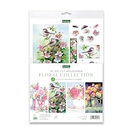 Katy Sue Designs Floral Collection 3D Die-Cut Decoupage Sheets for Card Making. A Pack of 12 Sheets of Floral-Themed Die Cuts for Card Making Supplies or Scrapbooking
