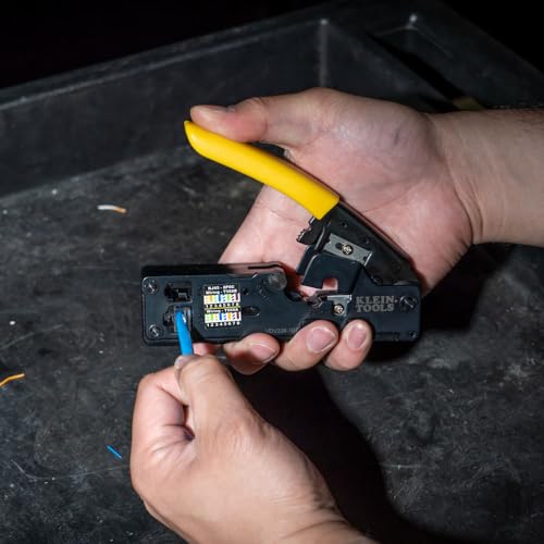 Klein Tools VDV226-107 Compact Ratcheting Modular Data Cable Crimper/Wire Stripper/Wire Cutter, CAT6, CAT5, CAT3, Flat-Satin Voice Cable by KLEIN TOOLS - Image 4